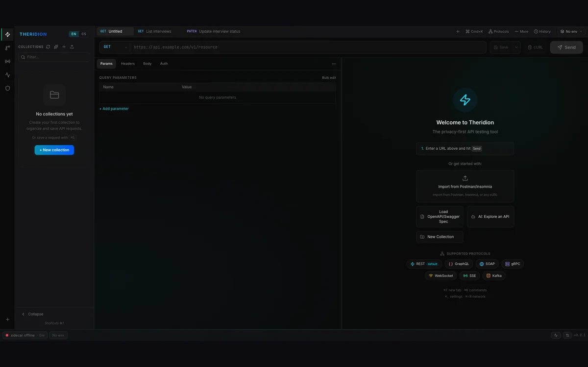 Theridion Net — API testing client